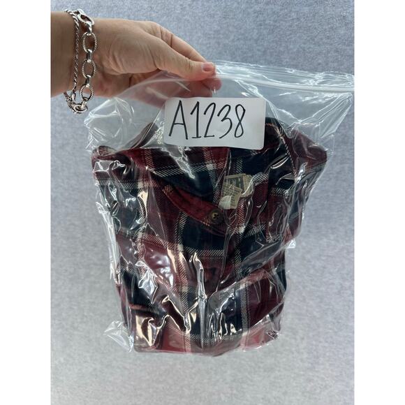 Duluth Trading Co. Men's sz L Navy Red Flannel Button Down Slim Fit 100% Cotton - Picture 8 of 8